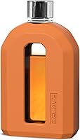 Delove Shatterproof Glass Hip Flask with Silicone Sleeve - 7.5oz Portable Travel Flask for Men, Weddings, Groomsmen Gifts, Brown
