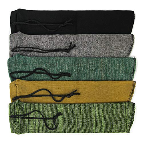 GUGULUZA Extra-Thick Gun Socks for Pistols Pistol Sock for Handgun 5 Pack Knit Silicone Treated Handgun Sleeve for Revolver Drawstring Closure Anti-Rust (5 Colors)