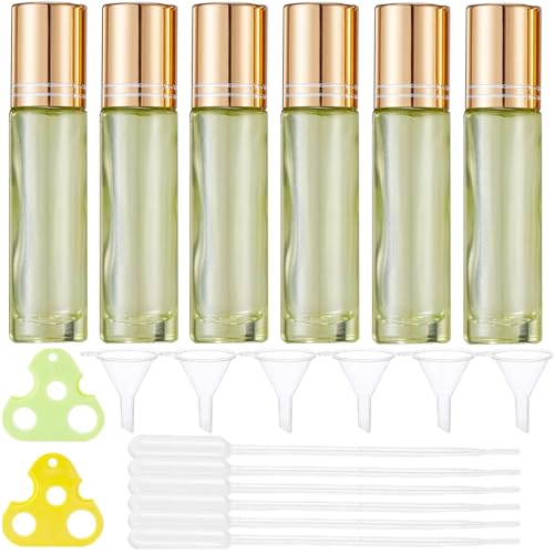 Qeuly 6 Pack Essential Oil Roller Bottles, 10ml...