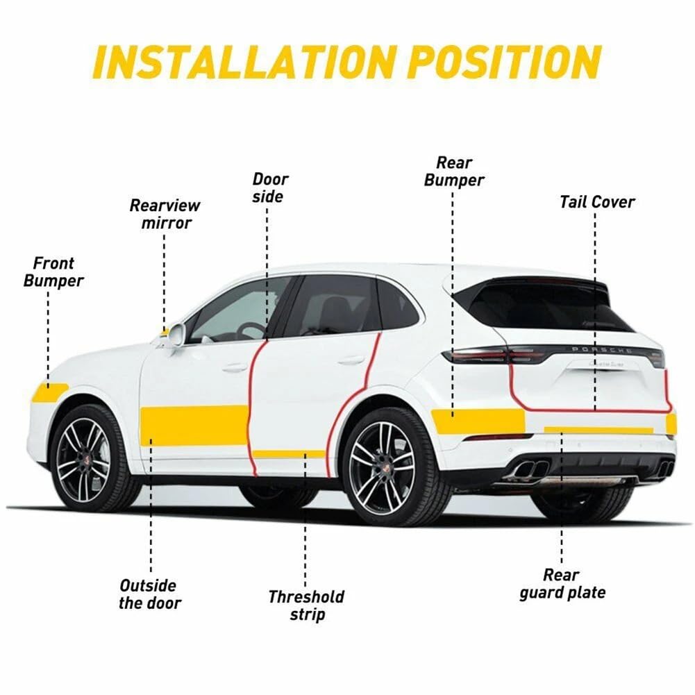 Autofolie 5M Kohlefaser-Autoaufkleber Paste Schutzstreifen Auto Türschwelle Seitenspiegel Anti-Kratz-Band wasserdichte Schutzfolie Auto Folie(7cmx5m)