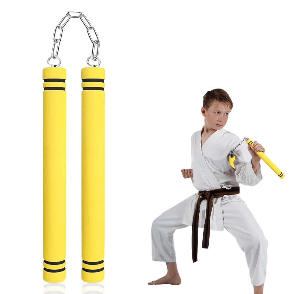 Proberos® Kids Use Nunchucks 11 Inches EVA Foam Nunchucks for Training 360 Degree Flexible Rotation Starter's Nunchucks for Martial Arts Training-image-0