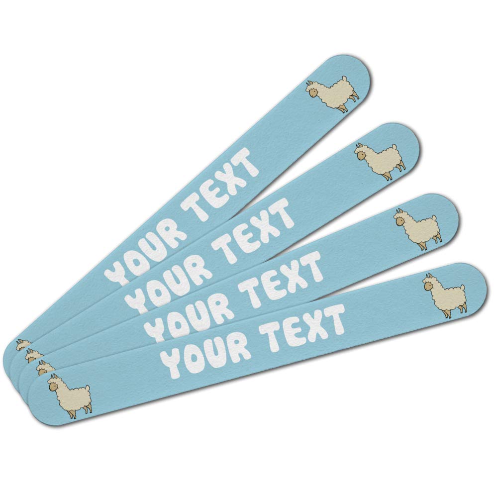 Personalized Custom 1 Line Llama Double-Sided Nail File Emery Board Set 4 Pack