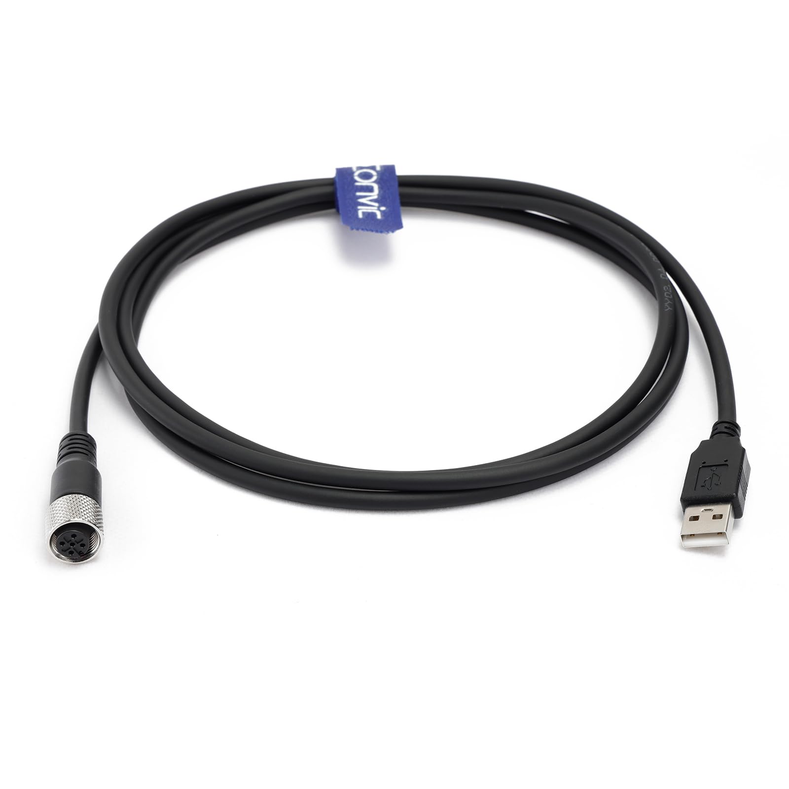 Cavo di connessione dati industriale M12 5 pin A femmina a USB 2.0 maschio, cavo di connessione dati ad alta flessione schermato, modellato, IP67, impermeabile, 2 m