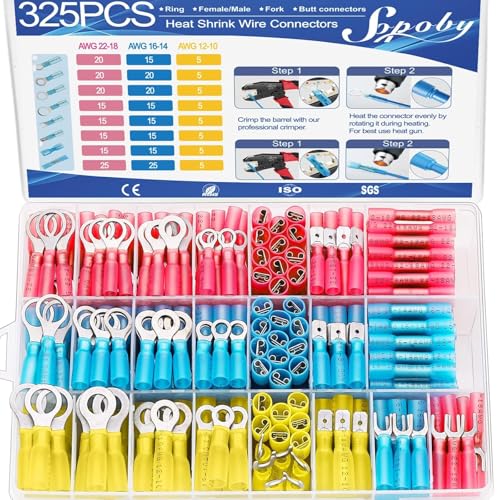 Sopoby 325PCS Marine Heat Shrink Connectors