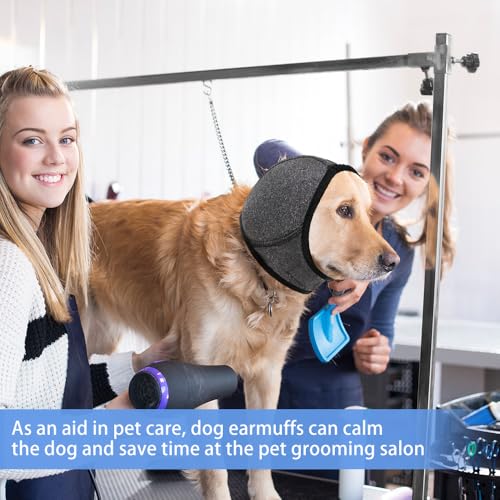 XFSRG Ohrenschutz Hund Geräuschreduzierung und Schutz Weiches Bequemes Verstellbare Haustiere Ohrenschützer für Angstlinderung Beruhigung(Grau/S)