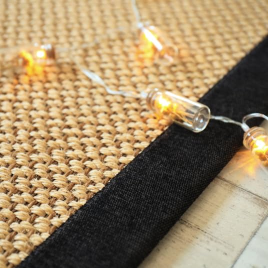 Decoweb Tapis Naturel en Sisal - Slow doré - Ganse Chenille Brun chiné - 80 x 150 cm