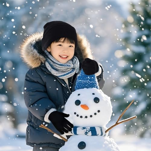 Image of 6 Pack Winter Hats and Gloves Beanies Hat and Glove Set Warm Beanies Hat Elasticity Full Finger Glove for Cold Weath