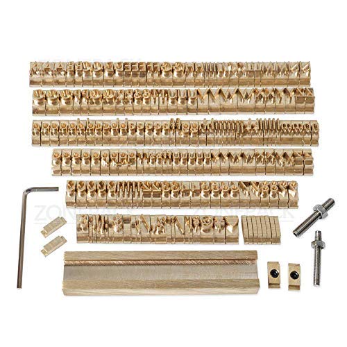 ZONEPACK Copper Brass Stamping Flexible Letters Numbers Alphabets Symbols Characters Molds CNC Engraving Molds for Hot Foil Stamping Machine (10mm 184 PCS Time New Roman)