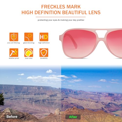 Image of Freckles Mark Vintage Retro 70s Sunglasses for Women Men Classic Large Square Aviator Trendy Glasses