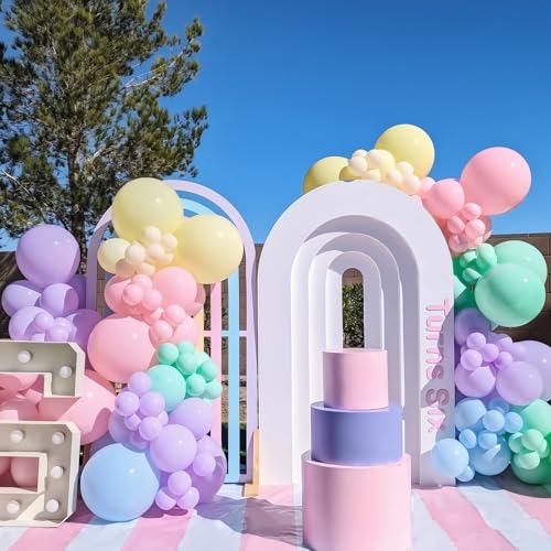 Image of 145pcs Pastel Balloons Different Sizes 18 inch 12 inch 10 inch 5 inch Latex Balloon Garland Arch Kit for Birthday Rainbow Party Baby Shower Easter Party Decorations