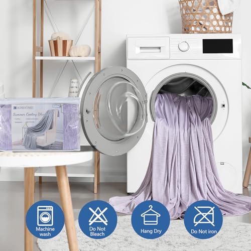 Image of CHOSHOME Cooling Blanket for Hot Sleepers - Summer Blanket Thin Soft Lightweight Breathable Double Side Enhanced Cooling for Hot Flashes, Night Sweats, Bed, Couch (Purple, 96 x 102 inches)