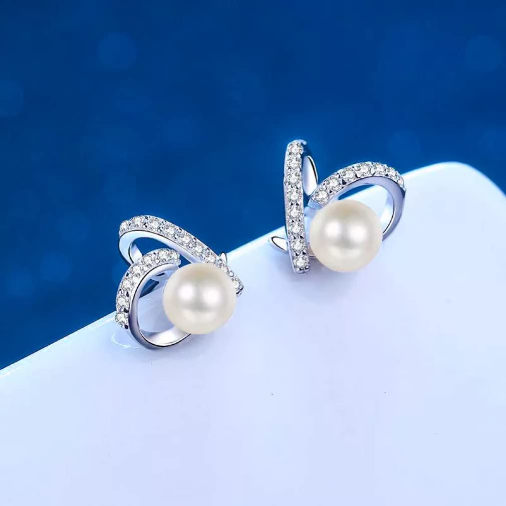 Orecchini perle coltivate d'acqua dolce donna Orecchini moissanite Orecchini a cuore in argento sterling 925
