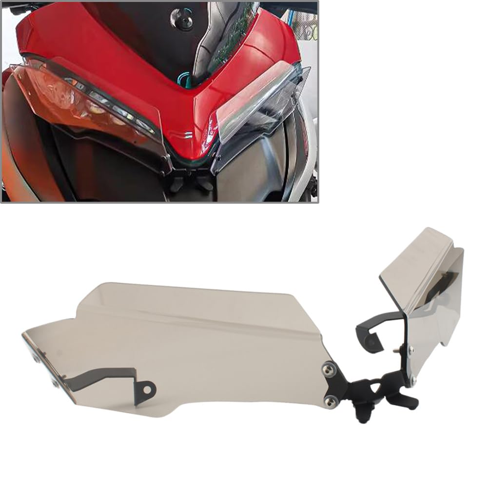 Bacar 1 Pc Guard Protector Front Headlight Grille Acrylic and stainless steel bracket Grey for Ducati Multistrada 950 2017-2019