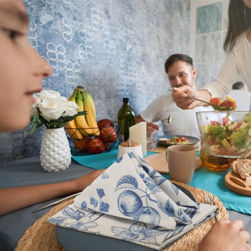 Vitalcozy VITALCOZY- CLOTH NAPKINS-62 24 Pcs Cloth Napkins Plants Butterfly Soft Reusable Napkin Country French Cotton Dinner Napkins Absorbent Decorative Washable Napkins thumb #3