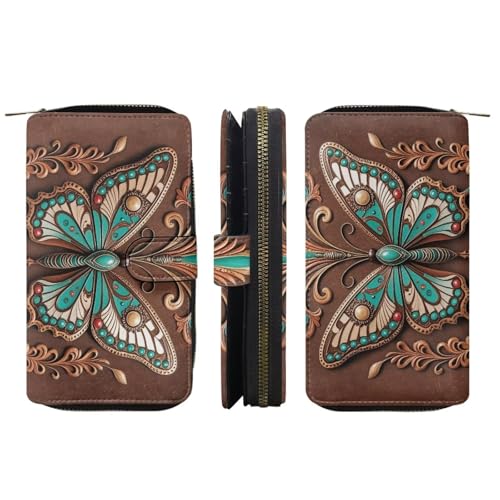 Image of COEQINE Ladies Wallets Pink Leopard Heart Black Printed Leather Phone Long Clutch Purses Check Coin Change Holder