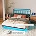 Domus Homeware Floating Queen Size Platform Bed Frame with LED Lights & Charging Station - Includes Powered Screwdriver for Assembly, Mattress Fasteners & Corner Pads, Hardened Steel
