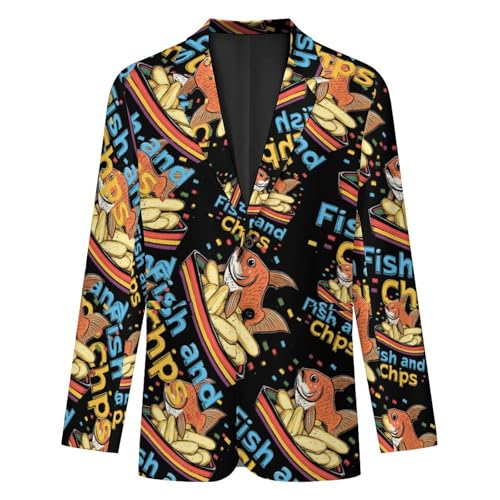 Fish and Chips Men's Slim Suit Long-Sleeve Prom Tuxedo Classic Two Button Business Jacket4