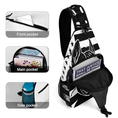 Sturdy Anti Theft Sling Bag for Pitbull Black And White American Flag Shoulder Chest Bag Multipurpose Cross Body Backpack Lightweight Casual Daypack4