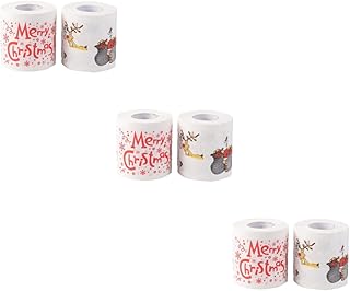 NOLITOY Papel Higiênico 6 Rolos Decoração Rústica Papel Higiênico Colorido Papel De Seda De Natal Stuffers Tecido Higiênico Natal Impresso Rolo De Papel Higiênico Rolo De Toalha De