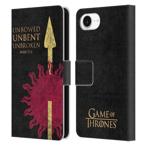 Head Case Designs Officially Licensed HBO Game of Thrones Martell House Mottos Leather Wallet Case Compatible with Apple iPhone 16e / iPhone 17e