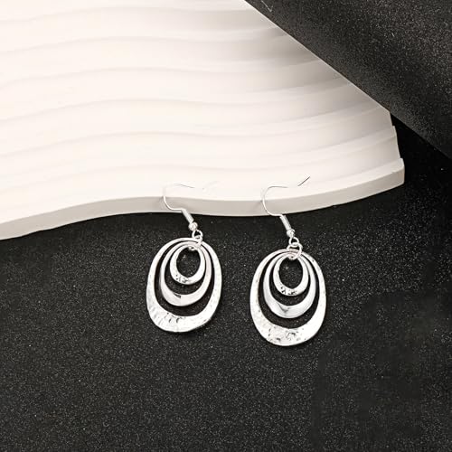 Hypoallergenic Sterling Silver Circle Dangle Earrings Geometric Boho Style Jewelry for Women Bohemian Lightweight Dangling Gift4