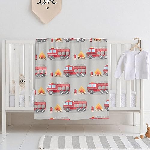 Image of Fire Truck Fireman Baby Blanket Gifts Super Soft Swaddle Newborn Cozy Baby Receiving Blanket Stroller Throw Blanket for Crib 40x30 in forBaby /Puppy