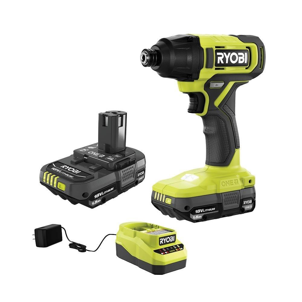 RYOBIONE+ 18V Cordless 1/4 in. Impact Driver Kit with (2) 1.5 Ah Batteries and Charger