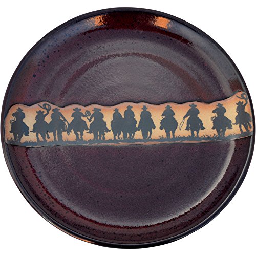 Cowboy Roundup Dinner Plate in Real Red Glaze Handmade Dinnerware Glazed Dinner Plate Stoneware Traditional Dishware Great for Home Made Meals Table Settings and Picnics