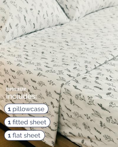 Image of Twin 3 Piece Boho Botanical Floral Sheet Set - Soft & Cooling - Plants