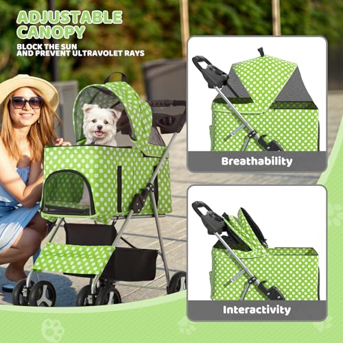 Image of Magshion 3-in-1 Foldable Pet Stroller for Small to Medium Dogs and Cats | Dog Travel Jogger with Detachable Carrier, Cup Holder & Storage Basket, For Small /Medium Dogs & Cats Up to 33 lbs