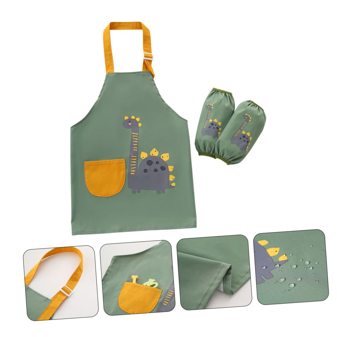 Abaodam 3ensembles Tablier Garçon Fille Étanche Créatif Pour Peinture Tablier Anti- Pour Activités Pour Garçon Fille Dino