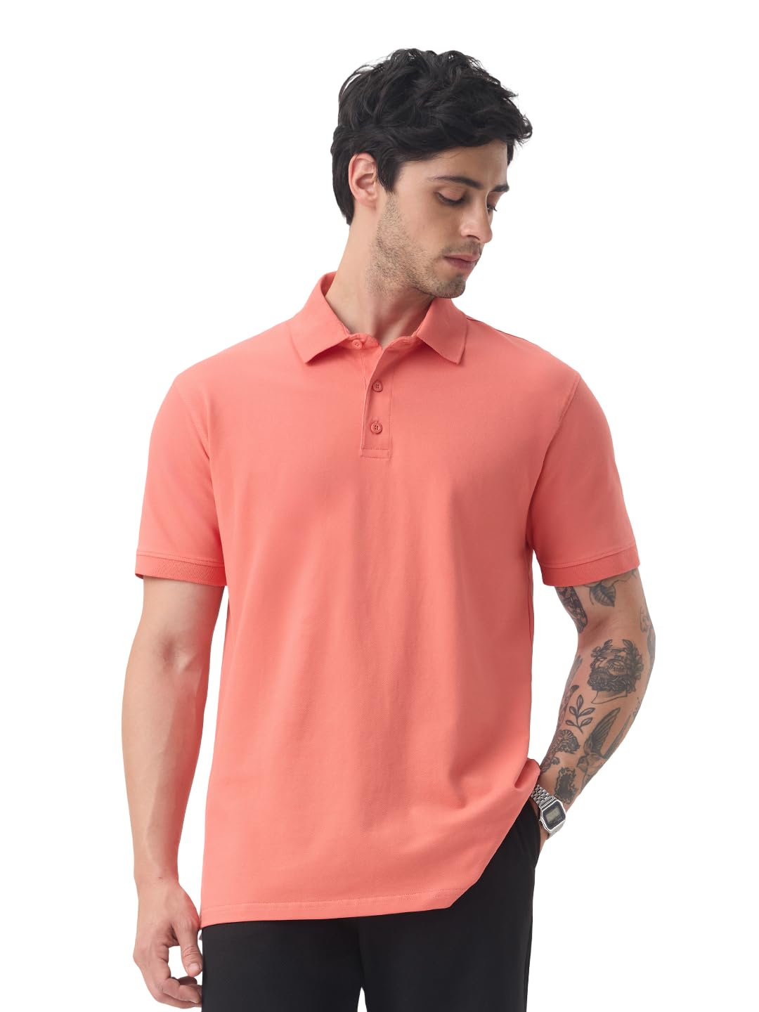 the souled store Classic Polo: Men and Boys Short Sleeve Spread Collar Solid Cotton Blend Regular Fit Lightweight Everyday All-Season Officewear Casual Polos-picture-29