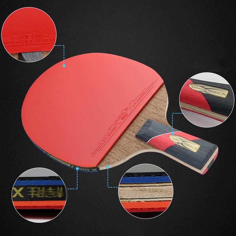 JITEM Ping Pong Paddle – Professional Table Tennis Paddle – 5 Layers of Wenge Wood + 2 Layers of Carbon Blade – Racket and Case Set Offering Good Speed and More Spin(Color:B)