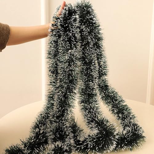 Image of Pack of 2 Snow Garland for Christmas Tree Decoration Ornaments Tinsel Snow Garlands for Xmas Home - Christmas Decorations Items Home Office Railing Decoc - (6 Ft Length) | PoPo Toys 