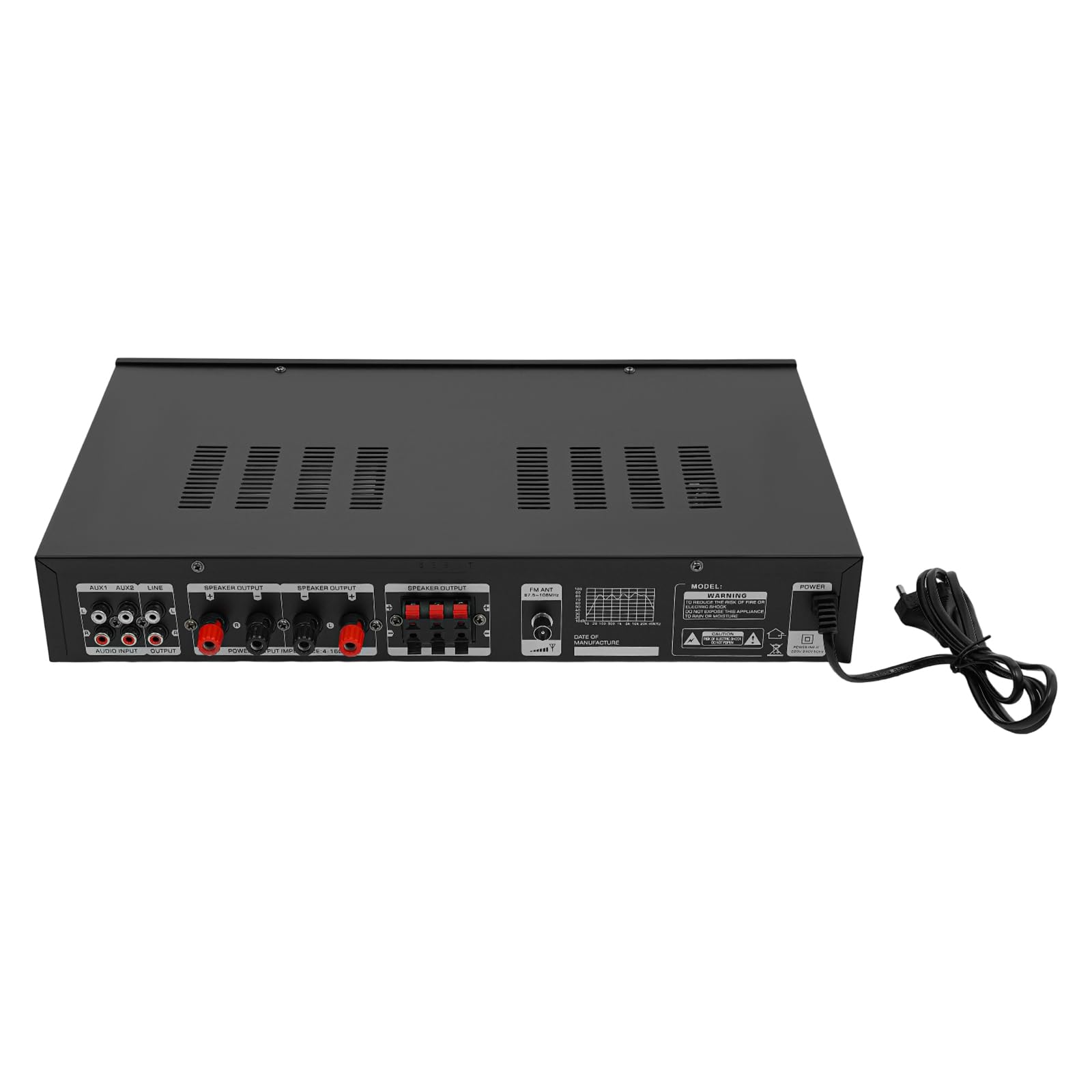 Amplificador Bluetooth de 600 W, amplificador de audio con 2 entradas de micrófono, radio SD/USB/AUX/FM, factor de distorsión armónica del 0,05%, receptor estéreo HiFi para karaoke y entretenimiento