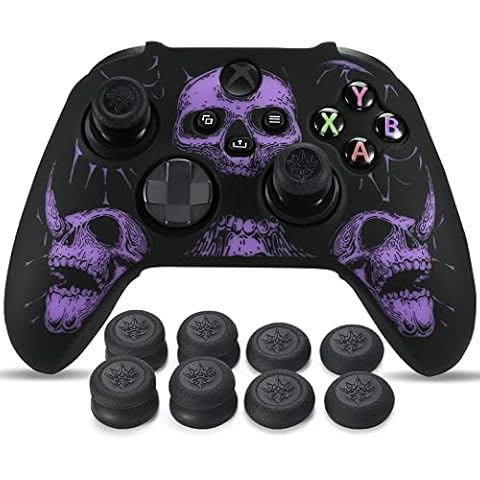 YoRHa Talla Láser Silicona Piel Skin para Mando Xbox Series X/S con Agarres para el Pulgar Thumb Grips Cover