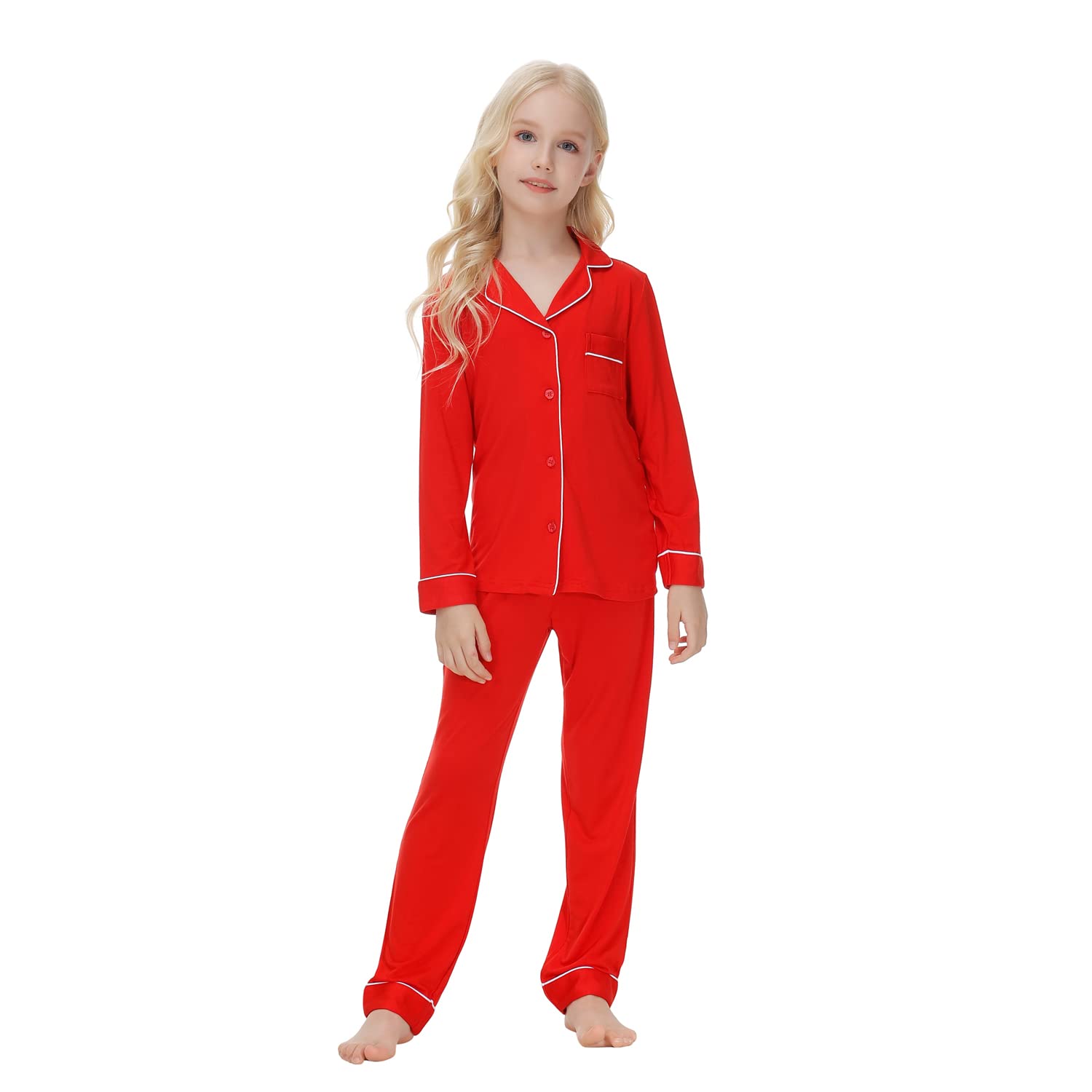 Verve Jelly Kids Pajamas Set PJS Long Sleeve Button-Down Loungewear Nightgown for Little Girls Boys