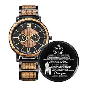 Kenon Engraved Wooden Watch Gift for Husband Boyfriend My Man Fiancé, Customized Personalized Wood Watches for Men Valentine’s Day Anniversary Birthday Gift