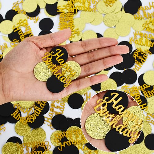 Image of 200Pcs Happy Birthday Confetti Glitter Gold and Silver Circle Dots Confetti Table confetti For Birthday party Halloween Bachelorette Wedding Baby Shower Decorations