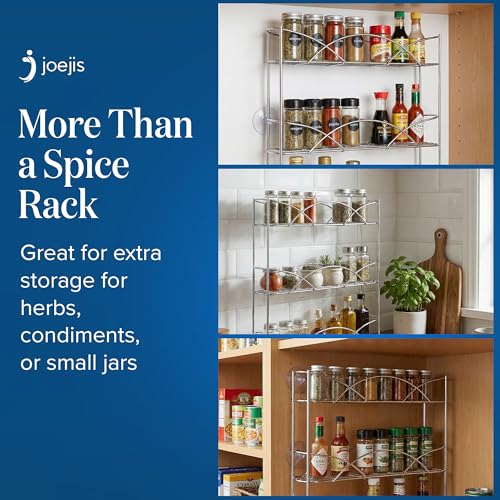 joeji's Kitchen Free Standing Spice Rack Organiser - Perfect Spices & Herbs Storage Holder - Up to 21 Jars Capacity - Suction Cups for Stability - Silver - Image 5
