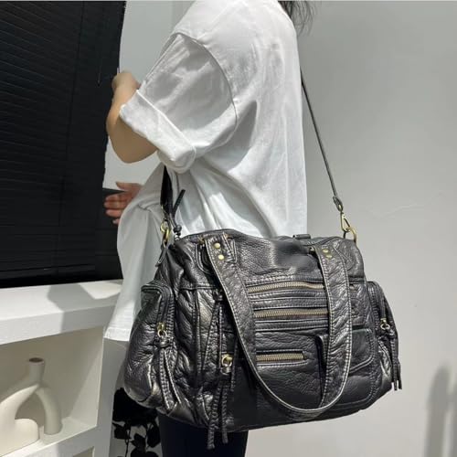 Sac à main rétro en cuir vintage chic avec multi-poches élégantes - 4