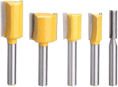Miniatura 1 de Juego de 5 brocas rectas para enrutador Dado, doble flauta recta de carburo, herramientas para carpintería, diámetro de corte de 14, 38, 12, 58, 34