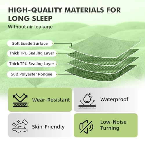 Image of HiiPeak Camping Sleeping Pad, Suede Top Camping Mat with Pillow, Built-in Foot Pump Inflatable Sleeping Pads Compact for Camping Backpacking Hiking Traveling Tent