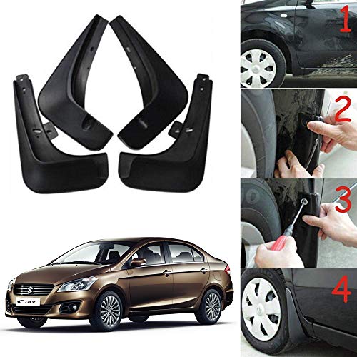 Oshotto (O.E.M Fitting Cup Type) Mud Flap/Splash Guard Compatible with Maruti Suzuki CIAZ (Set of 4)