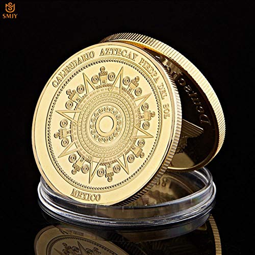 Monete placcate Oro Antico Feng Shui Calendario Maya Maya di previsione Monete Commemorative della Sfida del Metallo, SMJY-005