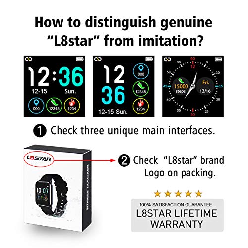 L8star Fitness Tracker Heart Rate Monitor-1.3'' Large Color Screen IP67 Waterproof Activity Tracker with 6 Sports Mode,Sleep Monitor,Pedometer Smart Wrist Band for Women Men, Android iOS