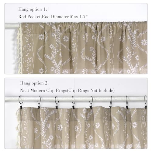 Image of Schweek Tan Beige 63 Inches Long Boho Tassels Curtains 2 Panels for Bedroom