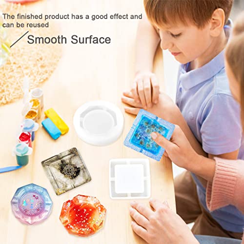 Ashtray Resin Molds 2 Pieces, Square and Diamond Silicone Mold Casting Mold Resin DIY Crystal Crafts , White - Image 2