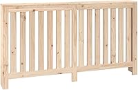 vidaXL Solid Pine Wood Radiator Cover with Shelf - Modern Slat Design, Natural Finish, 60.2"x7.5"x33.1"