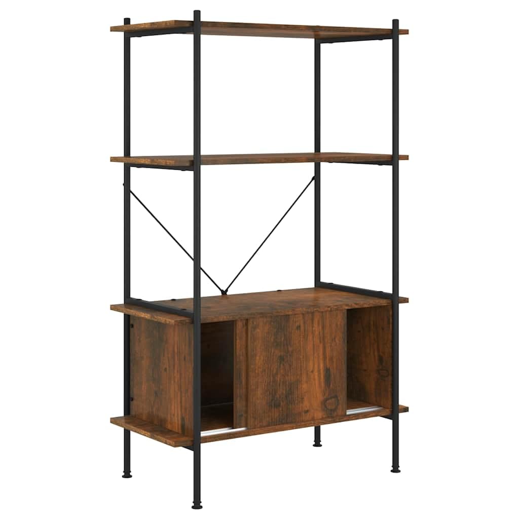 Scaffale con 4 ripiani e armadietto, 80 x 40 x 130 cm, in acciaio, legno, per soggiorno, ufficio, cameretta dei bambini, corridoio